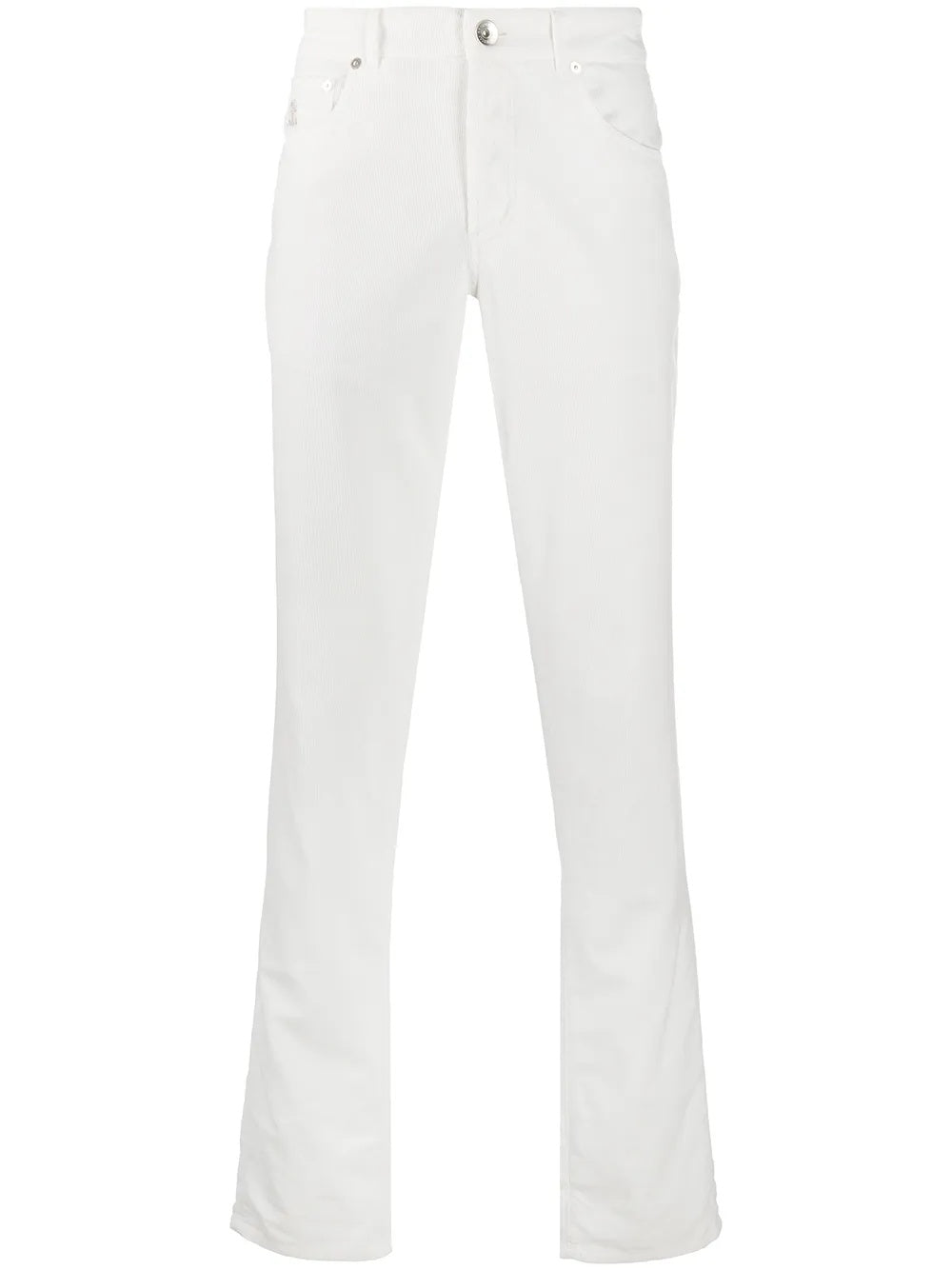 BRUNELLO CUCINELLI MEN'S WHITE STRAIGHT LEG TROUSERS