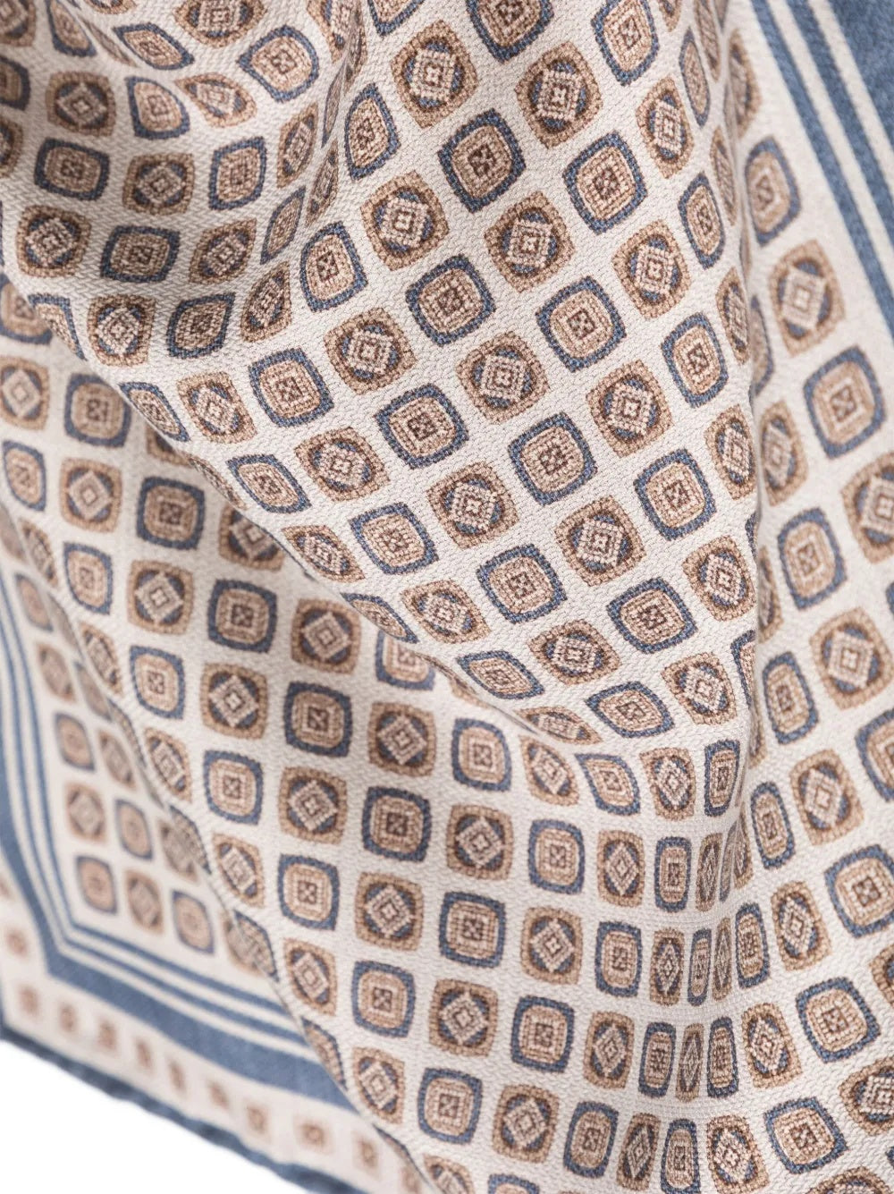 BRUNELLO CUCINELLI MEN'S BLUE PATTERNED POCKET SQUARE
