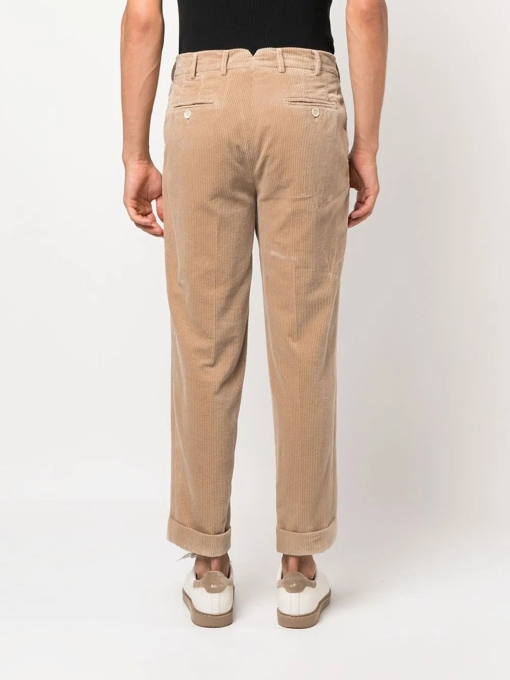 BRUNELLO CUCINELLI MEN'S BEIGE CORDUROY STRAIGHT-LEG TROUSERS