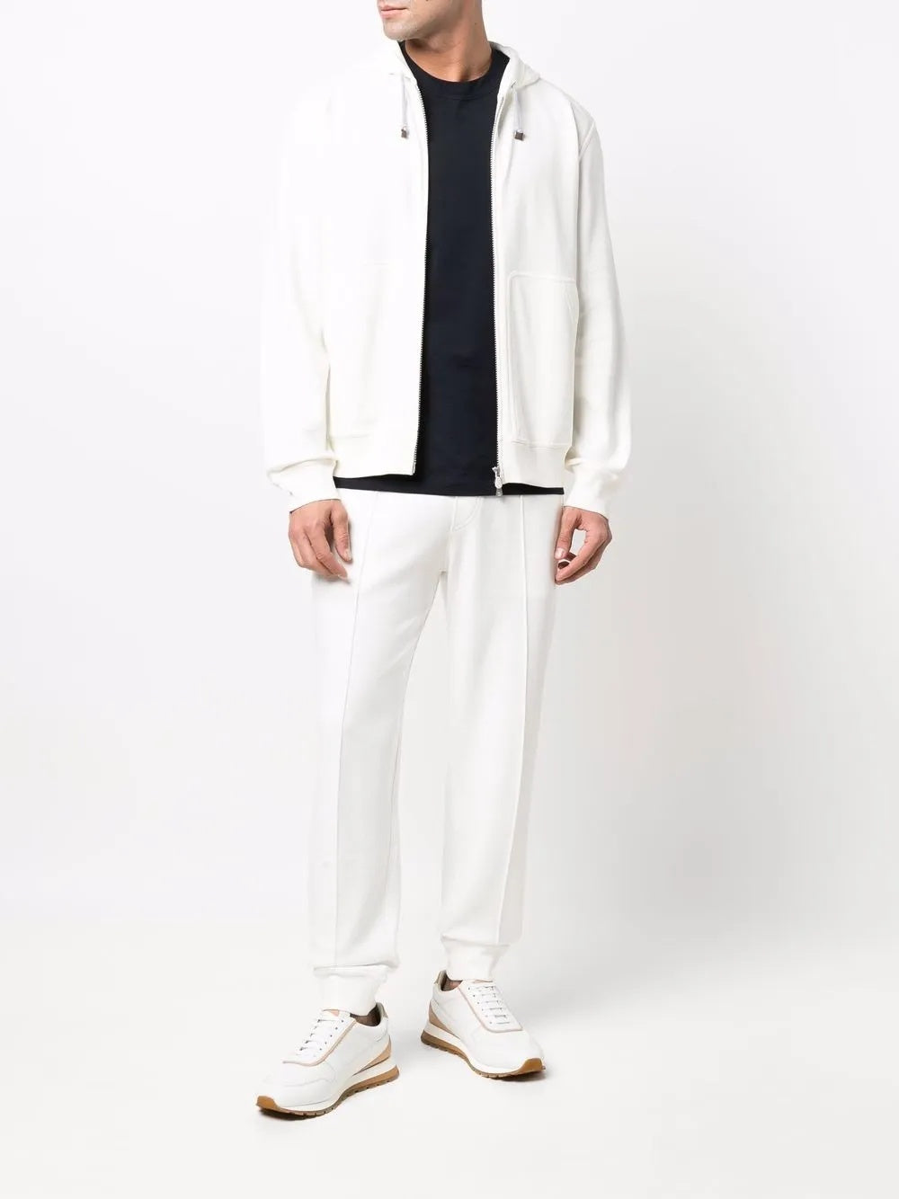 BRUNELLO CUCINELLI MEN'S OFF WHITE COTTON JOGGER PANTS