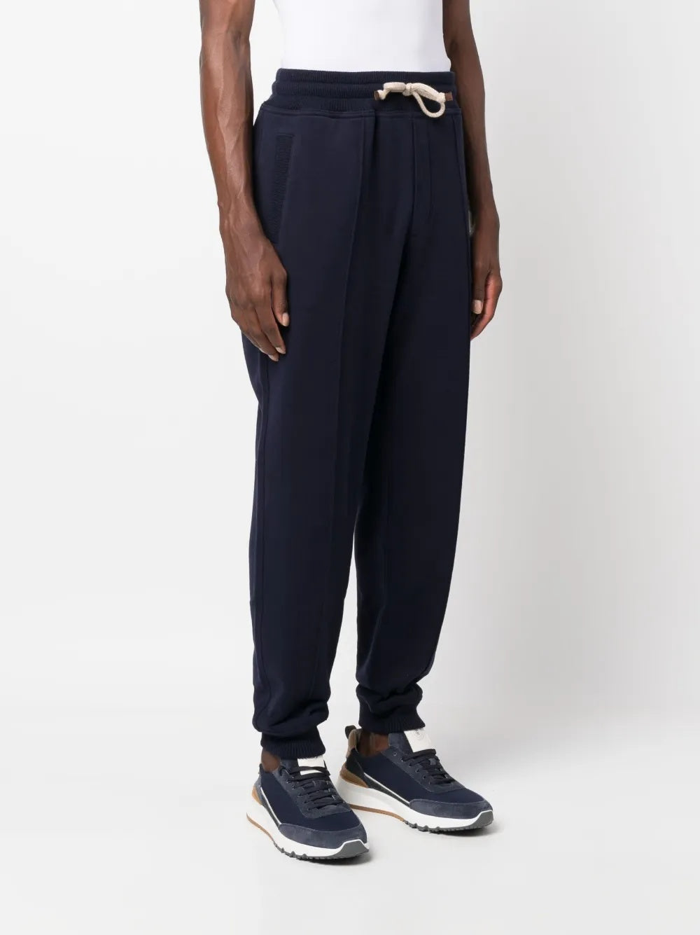 BRUNELLO CUCINELLI MEN'S NAVY DRAWSTRING CUFFED TROUSERS