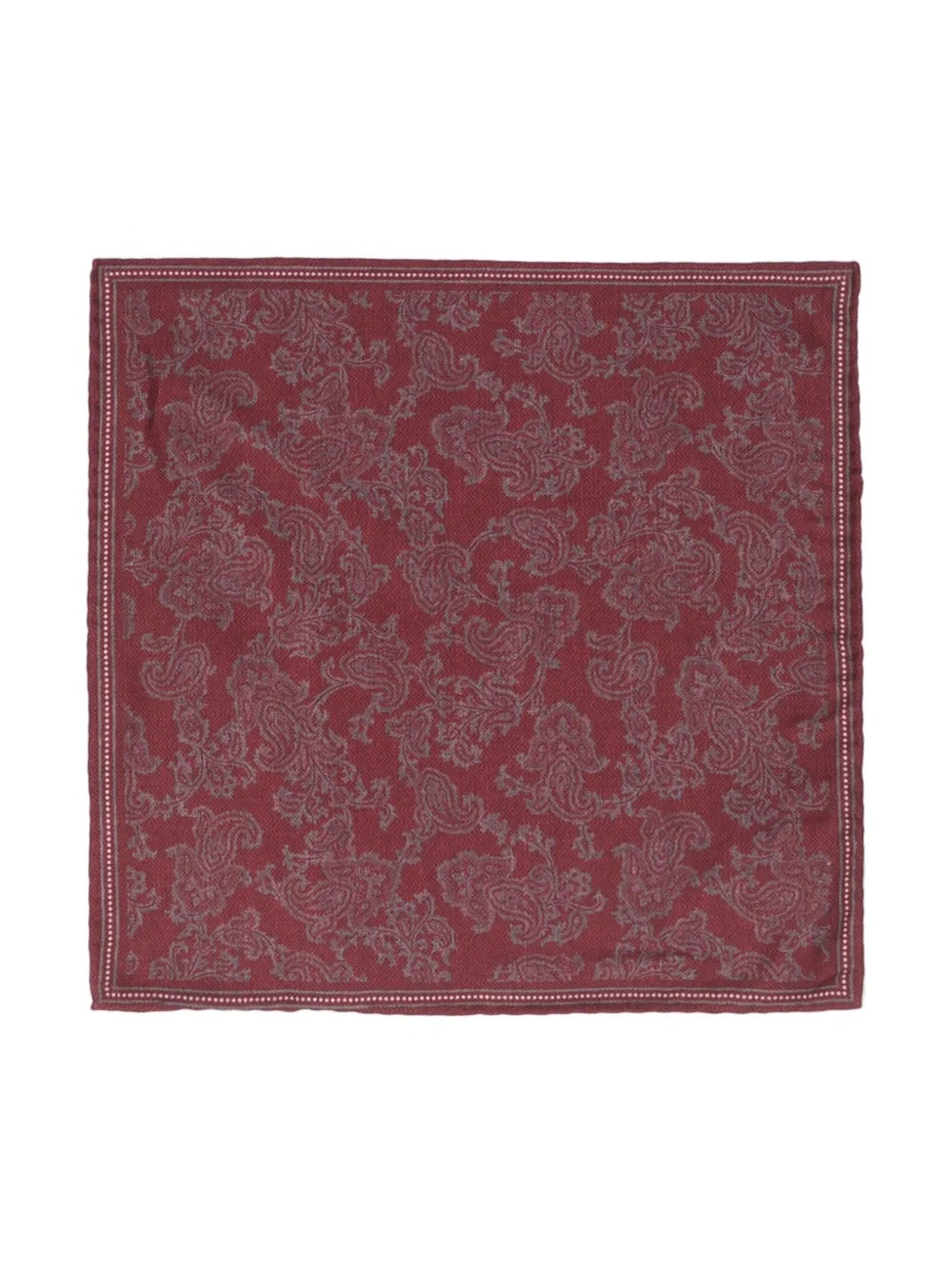 BRUNELLO CUCINELLI MEN'S RED PAISLEY POCKET SQUARE