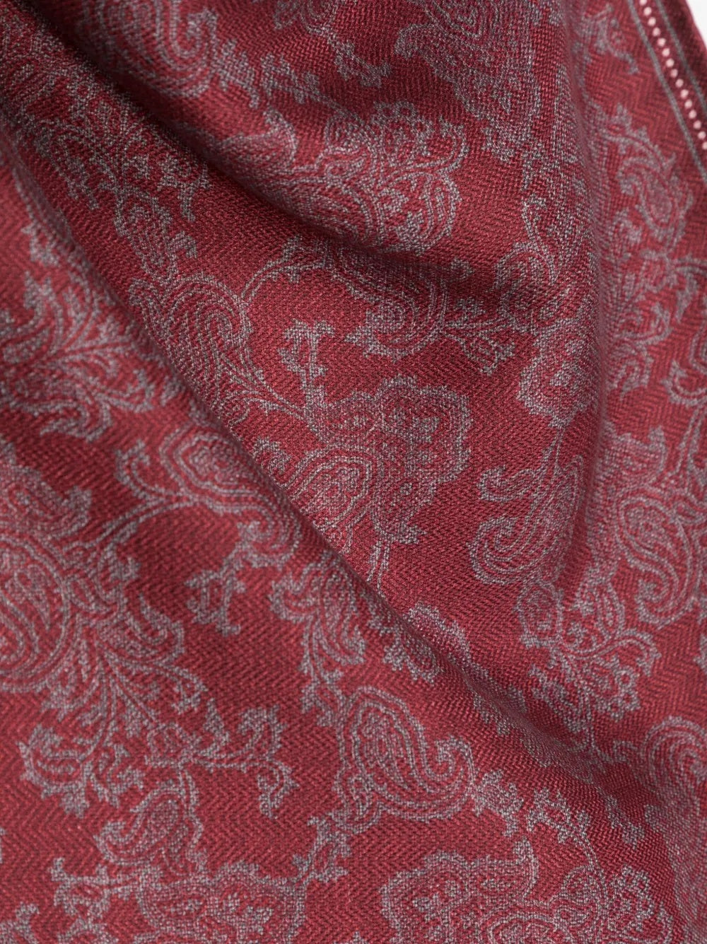 BRUNELLO CUCINELLI MEN'S RED PAISLEY POCKET SQUARE