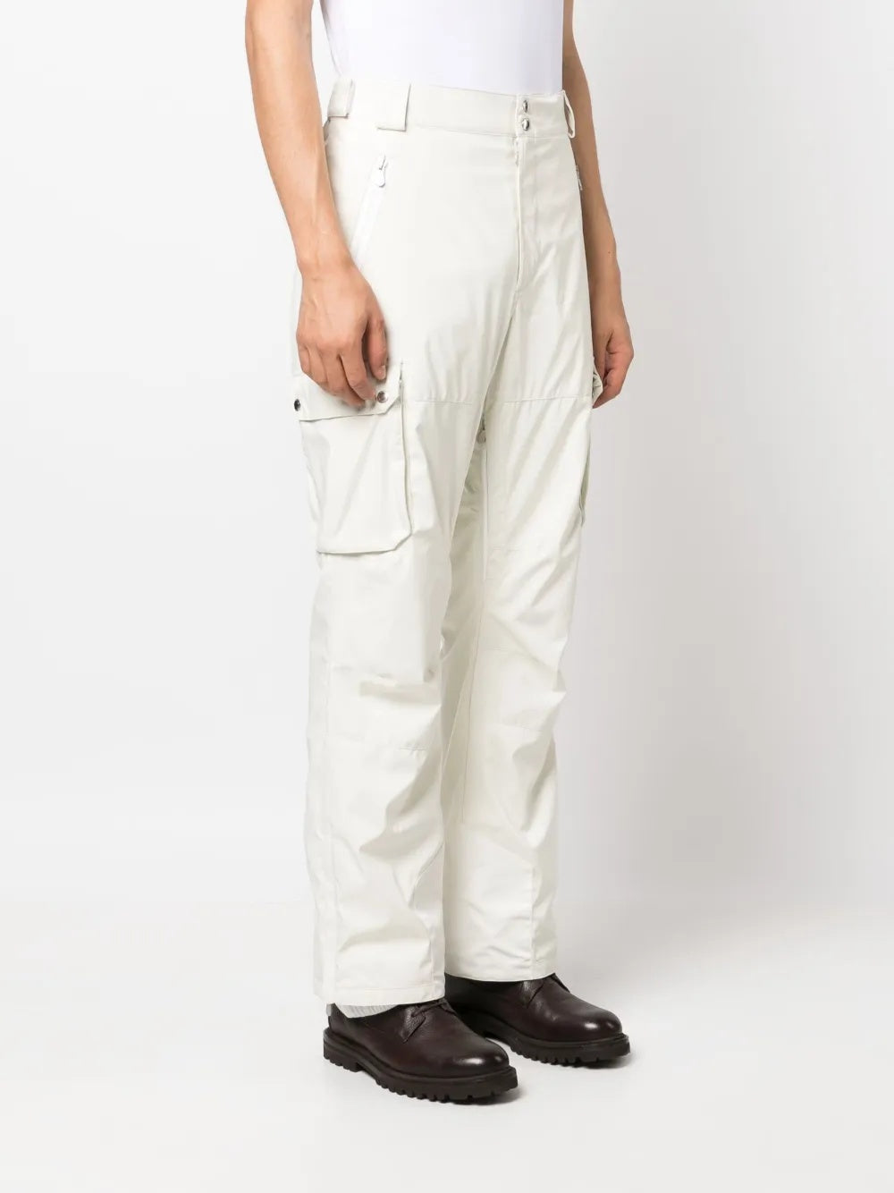 BRUNELLO CUCINELLI MEN'S WHITE STRETCH CARGO TROUSERS