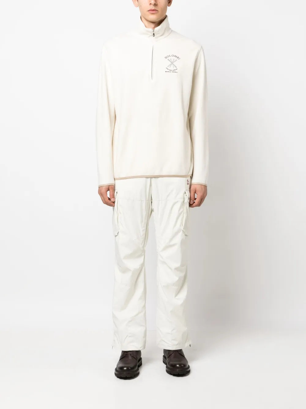 BRUNELLO CUCINELLI MEN'S WHITE STRETCH CARGO TROUSERS