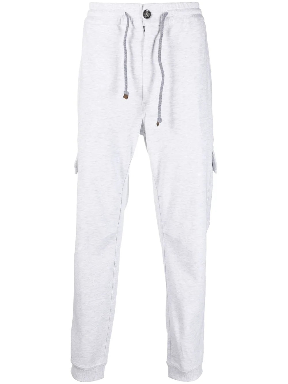 BRUNELLO CUCINELLI MEN'S LIGHT GREY DRAWSTRING CARGO TROUSERS