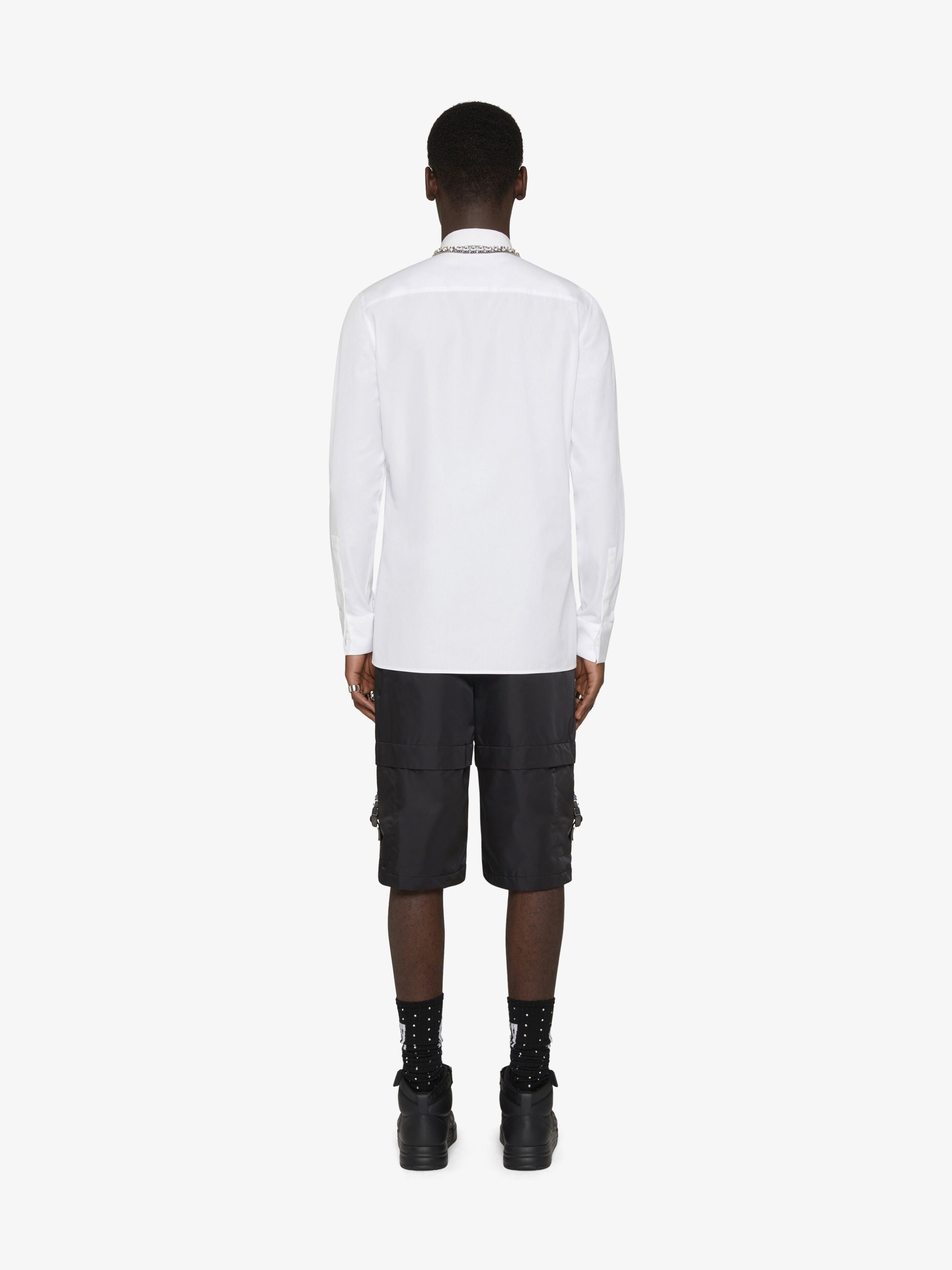 GIVENCHY MEN'S BLACK CARGO BUCKLE SHORTS
