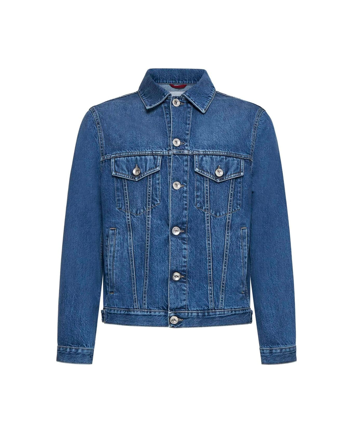 BRUNELLO CUCINELLI MEN'S BLUE DENIM JACKET WITH POCKETS