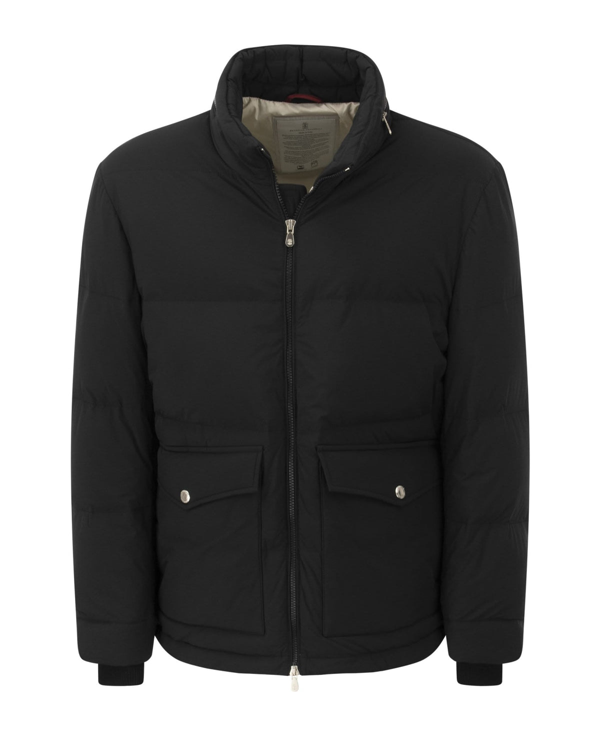 BRUNELLO CUCINELLI MEN'S BLACK QUILTED ZIP FRONT JACKET