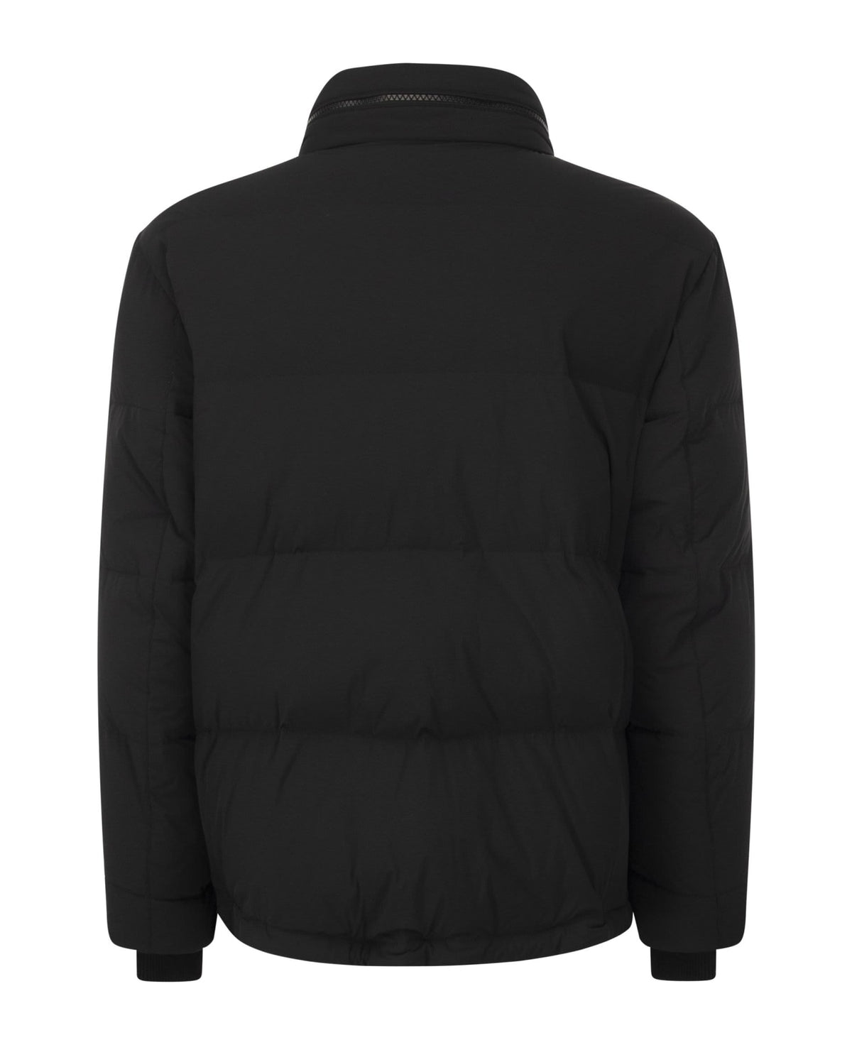 BRUNELLO CUCINELLI MEN'S BLACK QUILTED ZIP FRONT JACKET