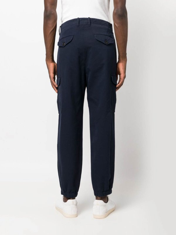 BRUNELLO CUCINELLI MEN'S NAVY CARGO PANTS WITH CUFFS