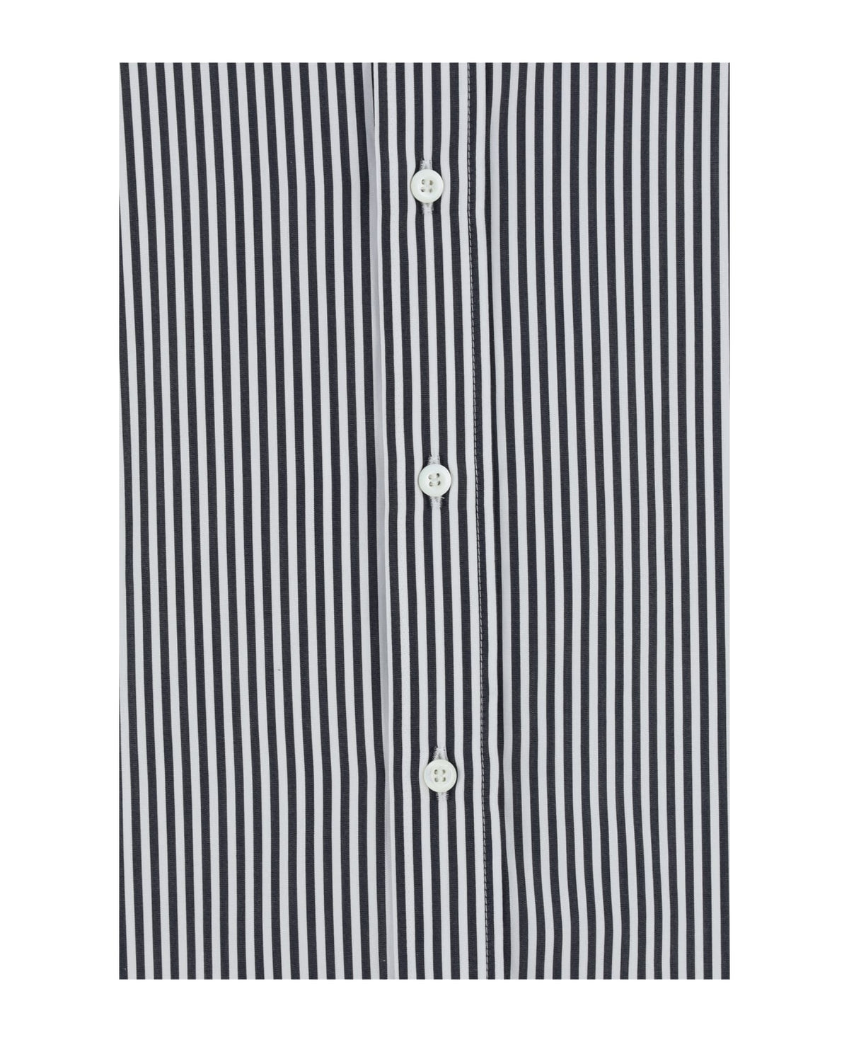 BRUNELLO CUCINELLI MEN'S BLACK AND WHITE STRIPED SHIRT