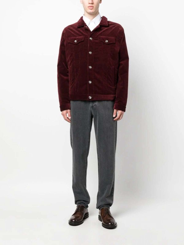 BRUNELLO CUCINELLI MEN'S PURPLE COTTON WOOL BLEND JACKET