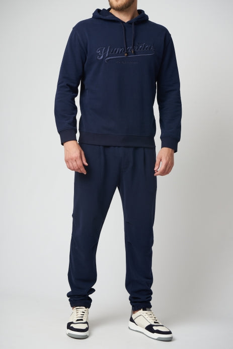 BRUNELLO CUCINELLI MEN'S COBALT HOODED SWEATSHIRT