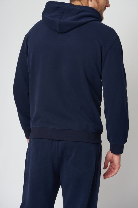 BRUNELLO CUCINELLI MEN'S COBALT HOODED SWEATSHIRT