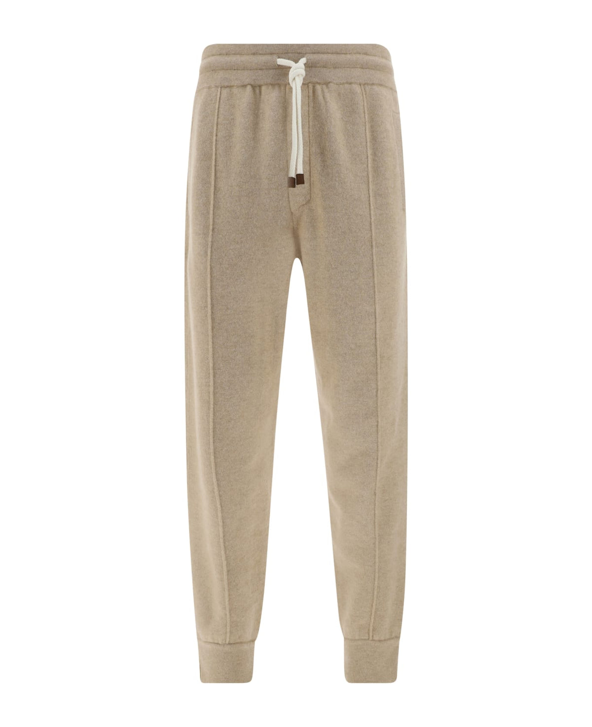 BRUNELLO CUCINELLI MEN'S LIGHT CAMEL WOOL JOGGER TROUSERS