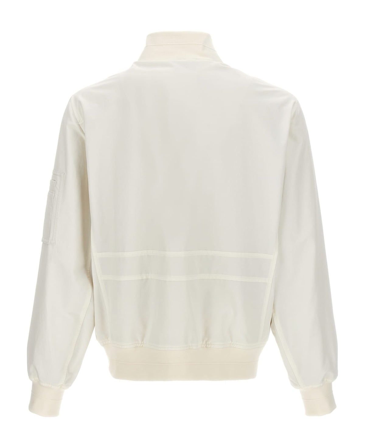 BRUNELLO CUCINELLI MEN'S IVORY BOMBER JACKET WITH ZIPPER