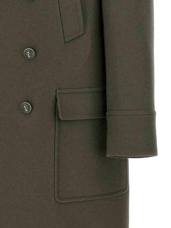 BRUNELLO CUCINELLI MEN'S MILITARY GREEN WOOL COAT