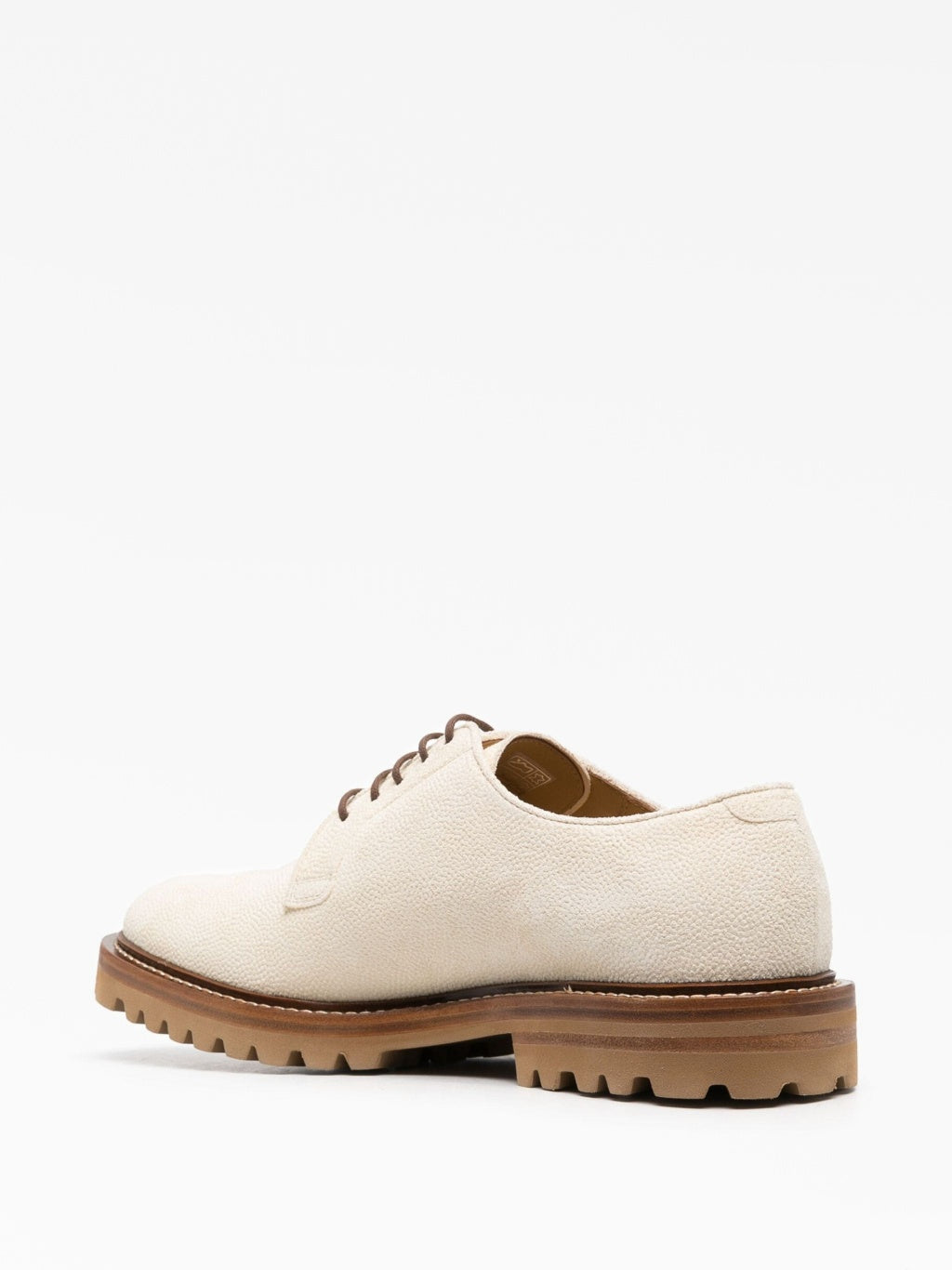 BRUNELLO CUCINELLI MEN'S CREAM TEXTURED LACE-UP DERBY SHOES