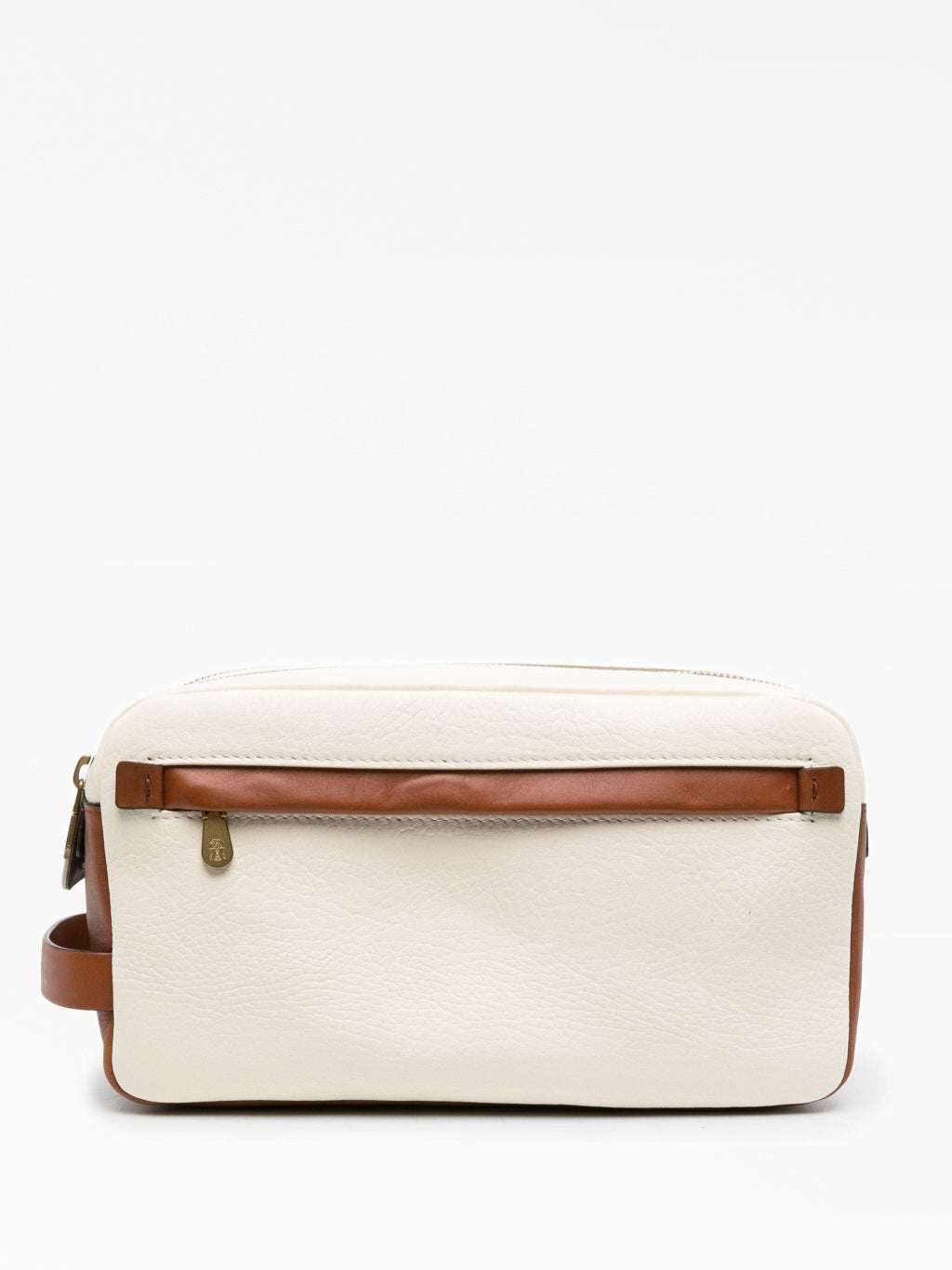 BRUNELLO CUCINELLI MEN'S ENGLISH WHITE LEATHER DOPP KIT