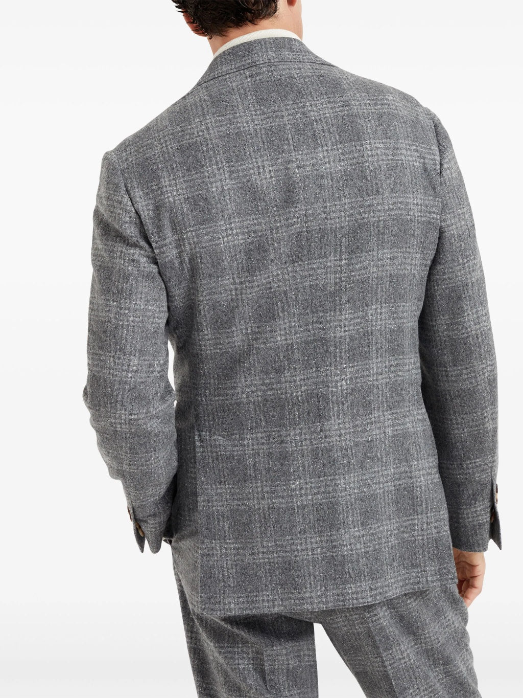 BRUNELLO CUCINELLI MEN'S GREY SILK WOOL BLAZER