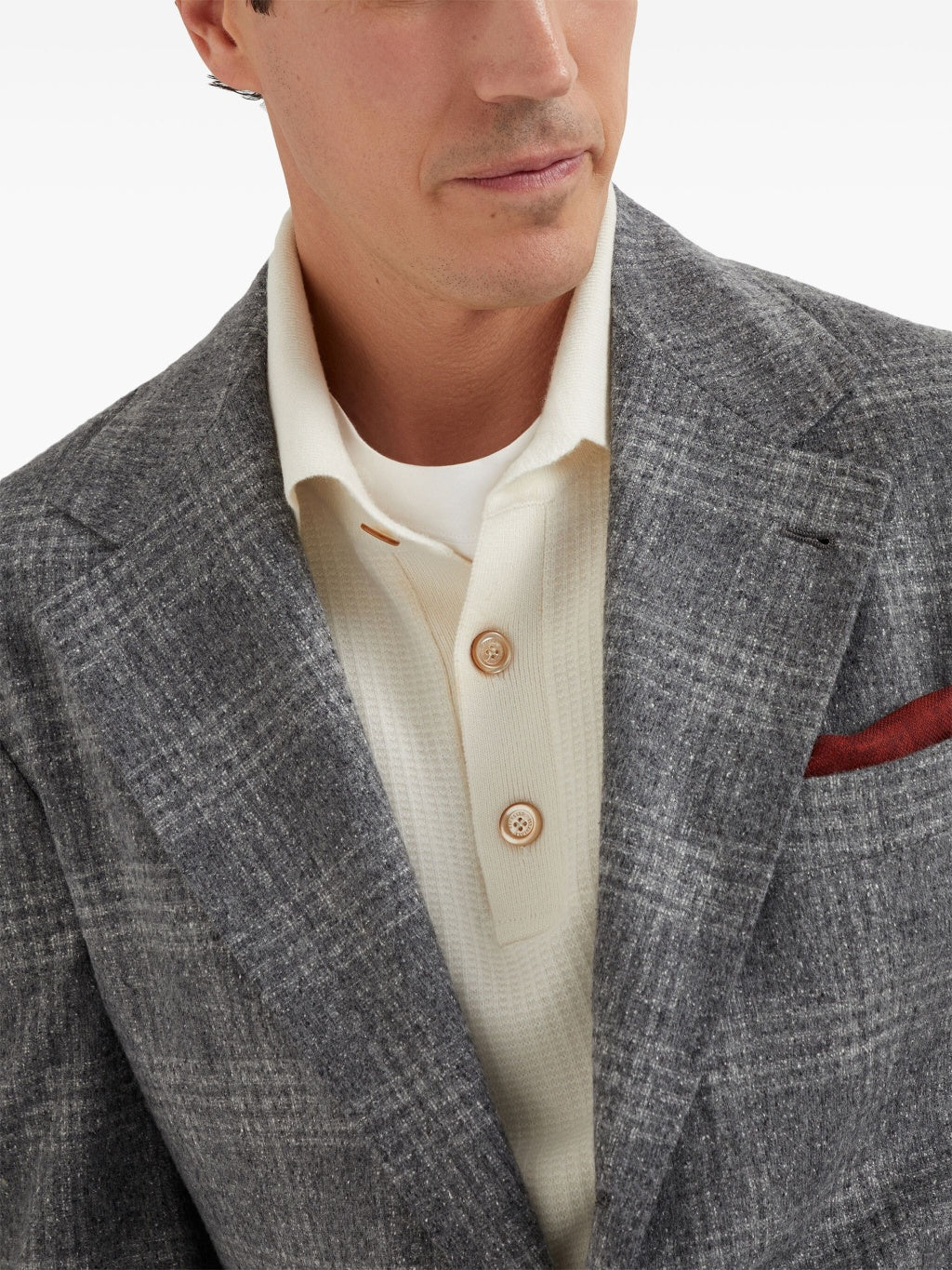 BRUNELLO CUCINELLI MEN'S GREY SILK WOOL BLAZER