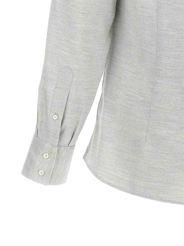 BRUNELLO CUCINELLI MEN'S PEARL COTTON LYOCELL BUTTON FRONT SHIRT
