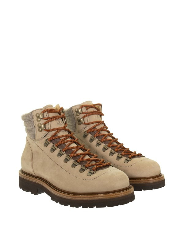 BRUNELLO CUCINELLI MEN'S HEMP LEATHER HIKING BOOT