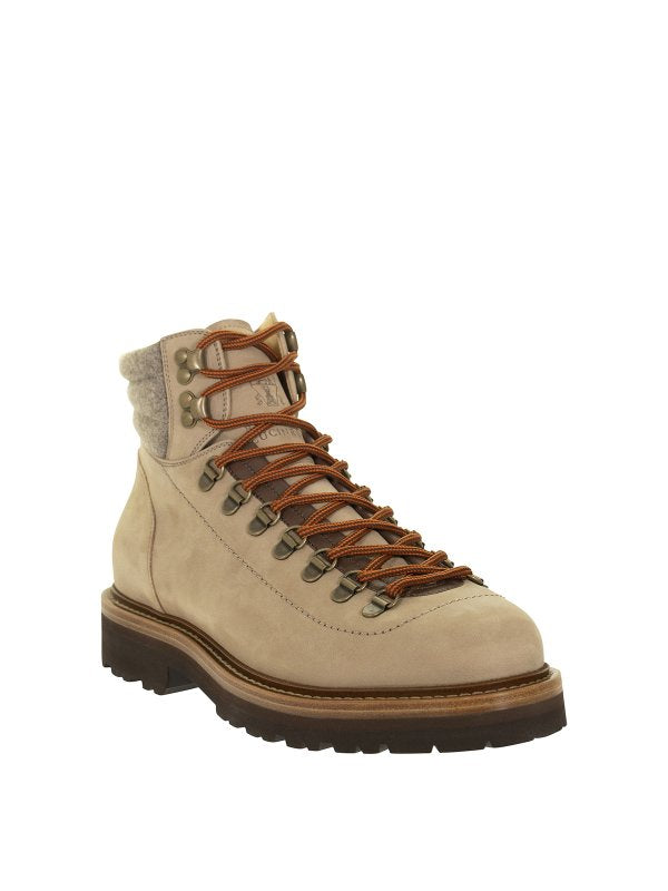 BRUNELLO CUCINELLI MEN'S HEMP LEATHER HIKING BOOT