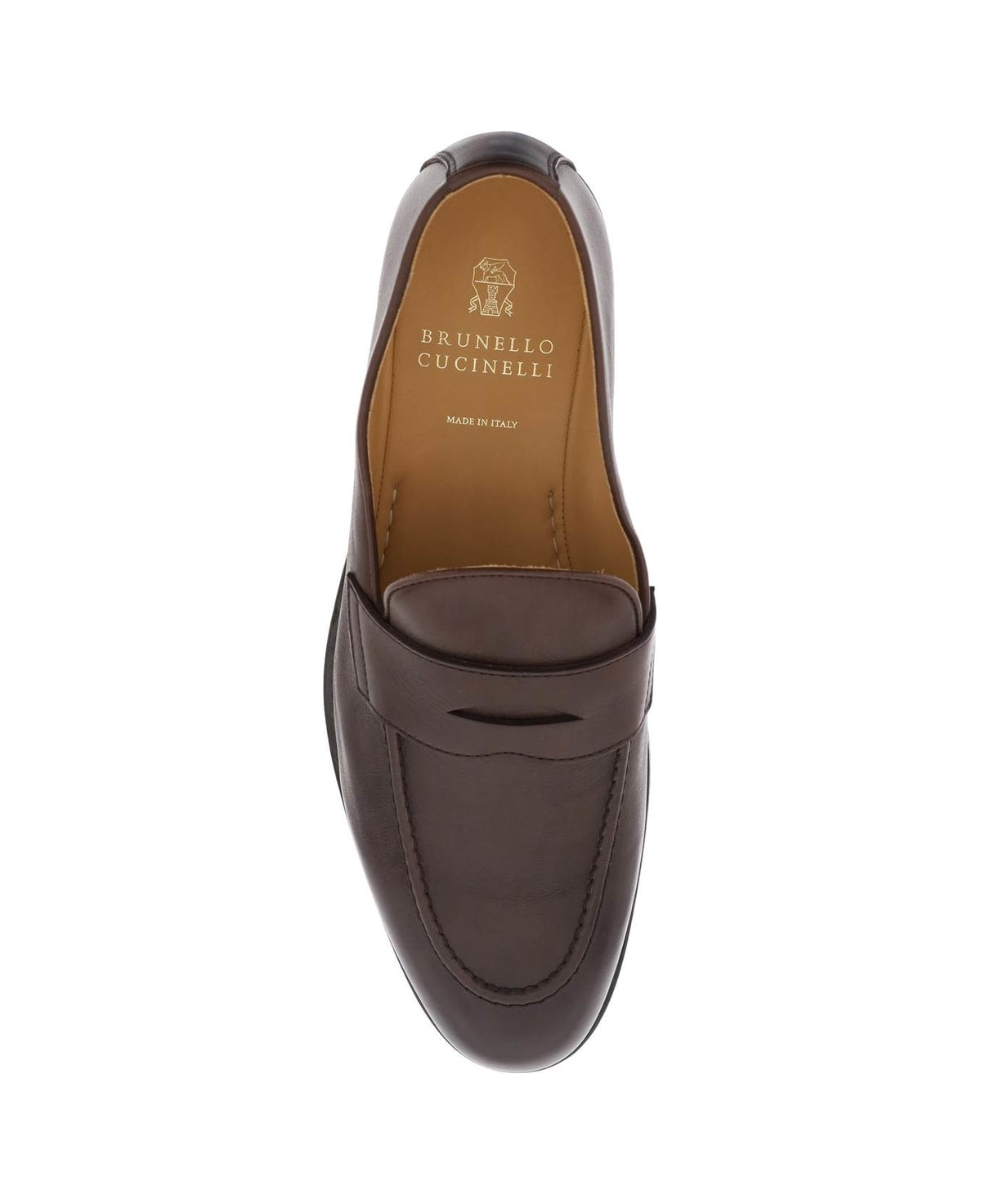 BRUNELLO CUCINELLI MEN'S DARK BROWN LEATHER LOAFERS