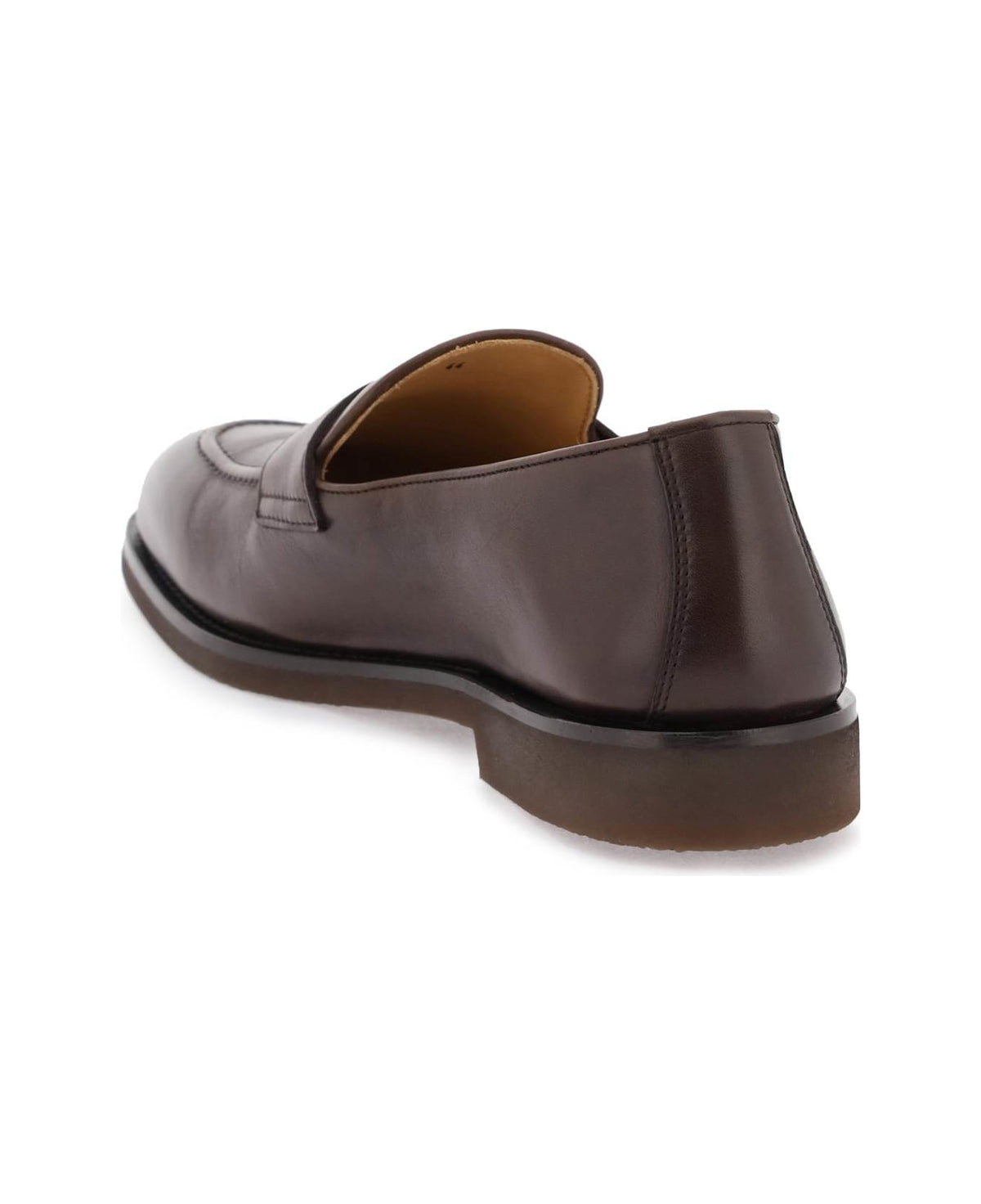 BRUNELLO CUCINELLI MEN'S DARK BROWN LEATHER LOAFERS