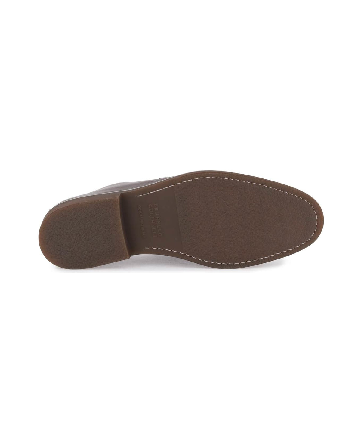 BRUNELLO CUCINELLI MEN'S DARK BROWN LEATHER LOAFERS