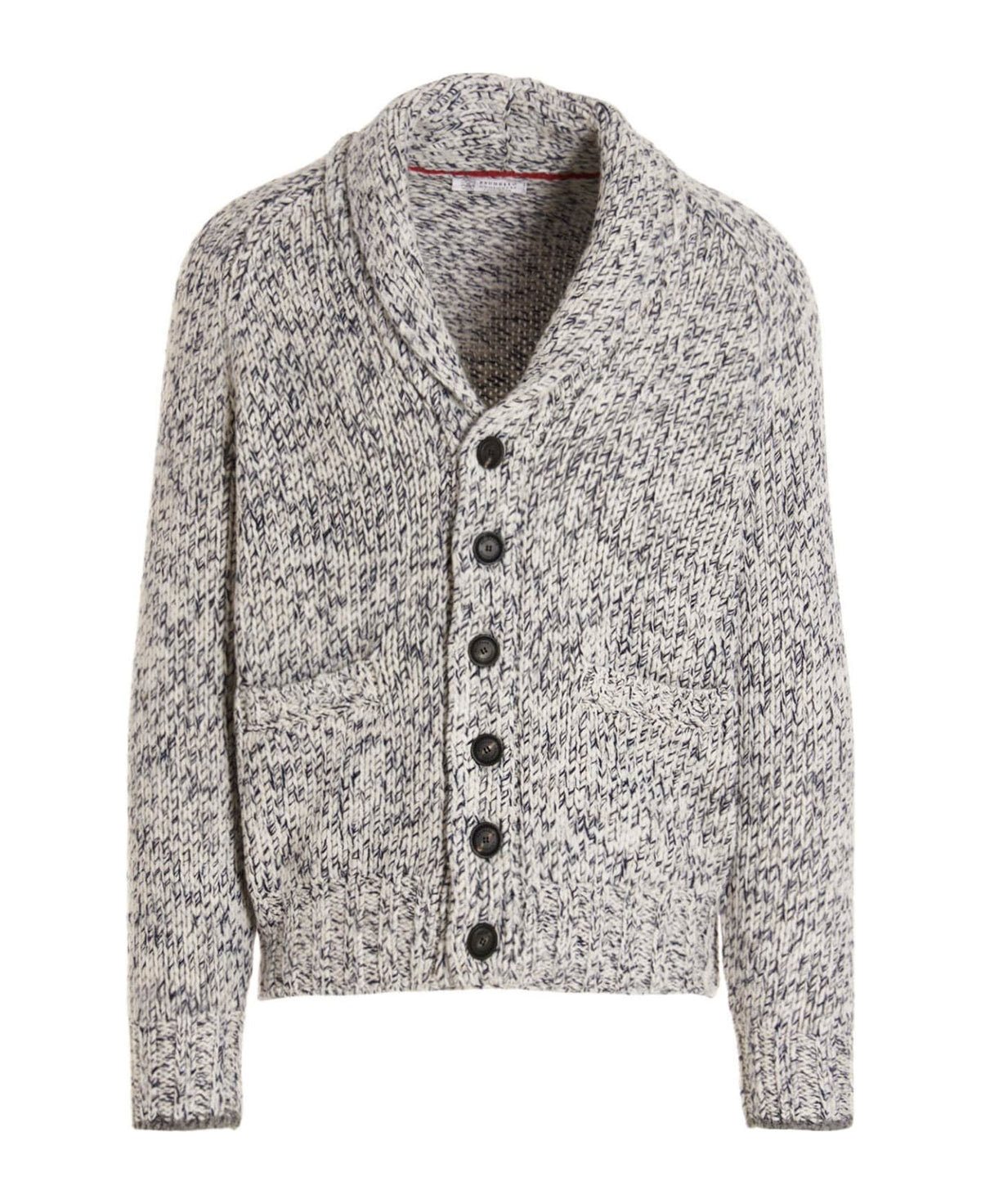 BRUNELLO CUCINELLI MEN'S MARLED SHAWL COLLAR KNIT CARDIGAN