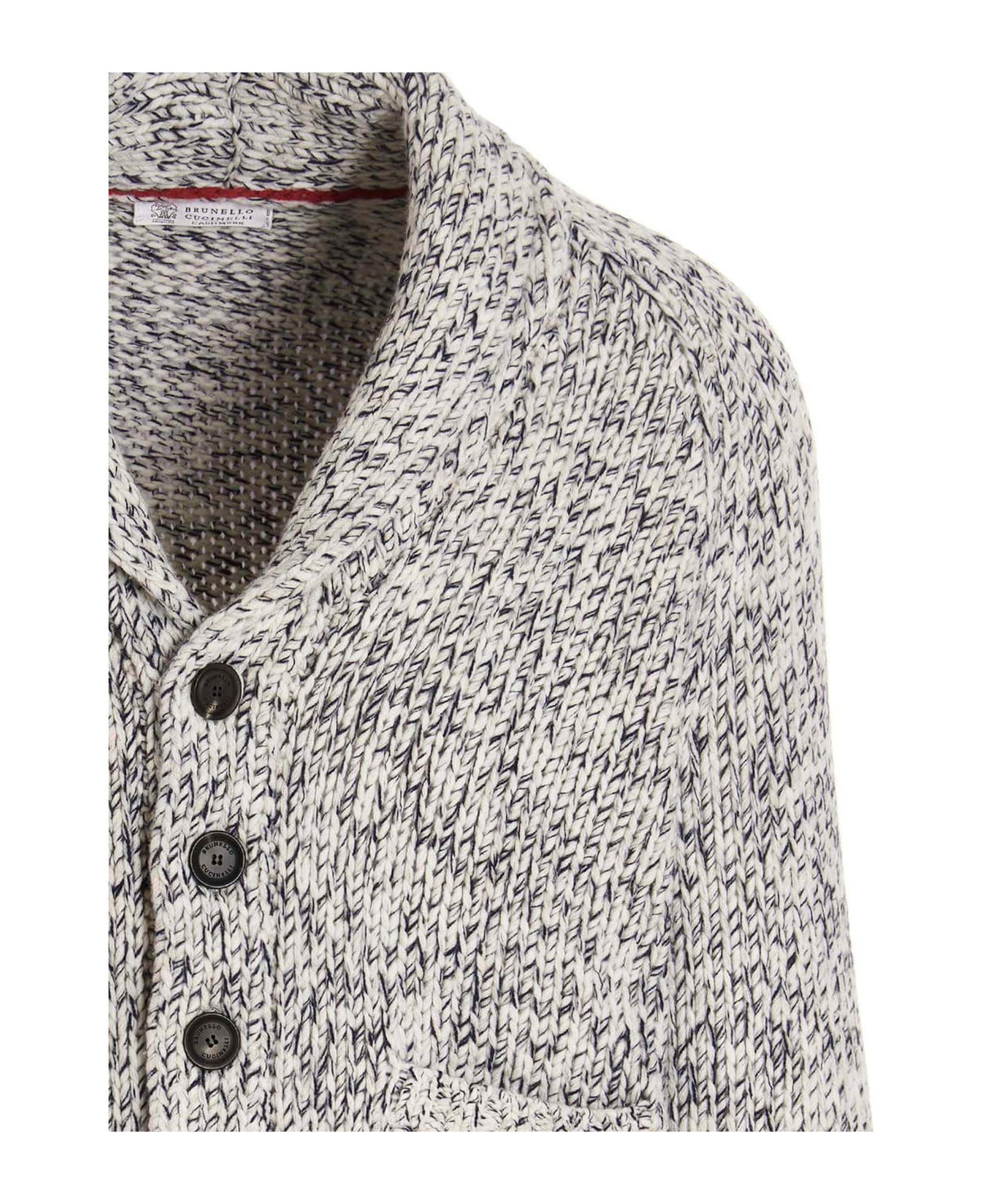 BRUNELLO CUCINELLI MEN'S MARLED SHAWL COLLAR KNIT CARDIGAN