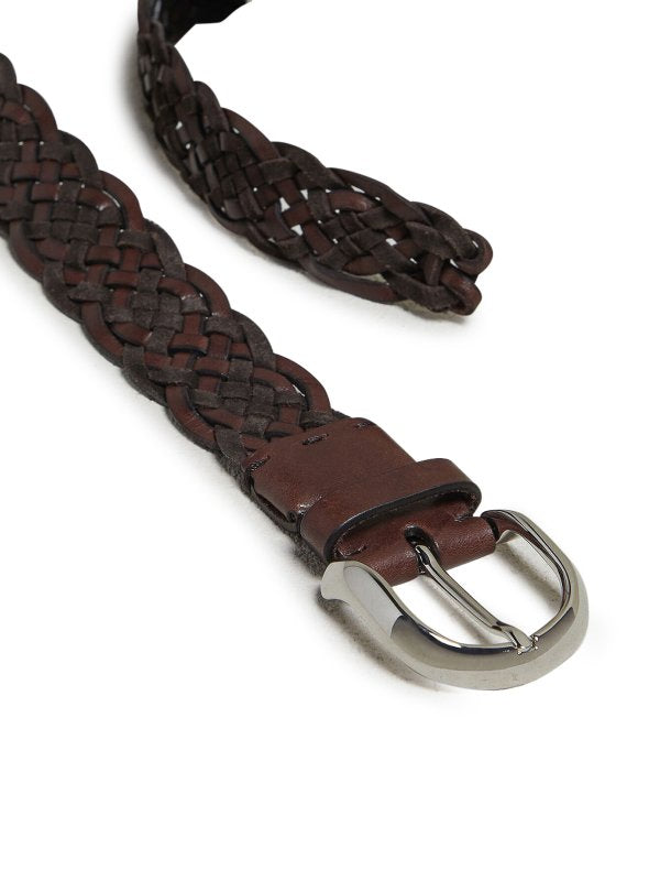 BRUNELLO CUCINELLI MEN'S MOORS HEAD BRAIDED LEATHER BELT