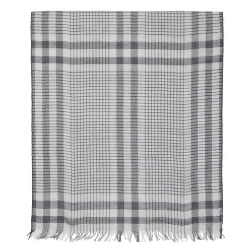 BRUNELLO CUCINELLI MEN'S PEBBLE WOOL SILK CHECKED SCARF