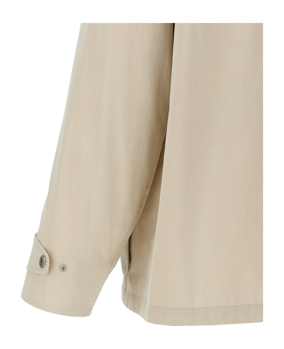 BRUNELLO CUCINELLI MEN'S ICE WHITE COTTON JACKET WITH CORDUROY COLLAR