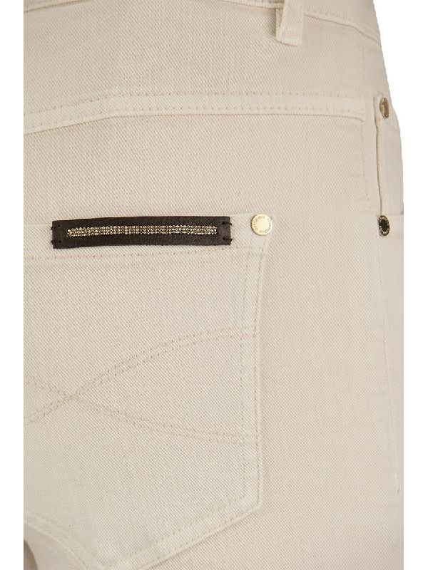 BRUNELLO CUCINELLI WOMEN'S MOONLIGHT SLIM COTTON STRETCH TROUSERS