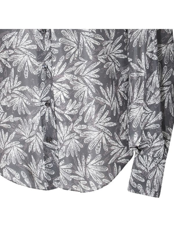 BRUNELLO CUCINELLI WOMEN'S COAL PRINTED SILK BUTTON FRONT SHIRT