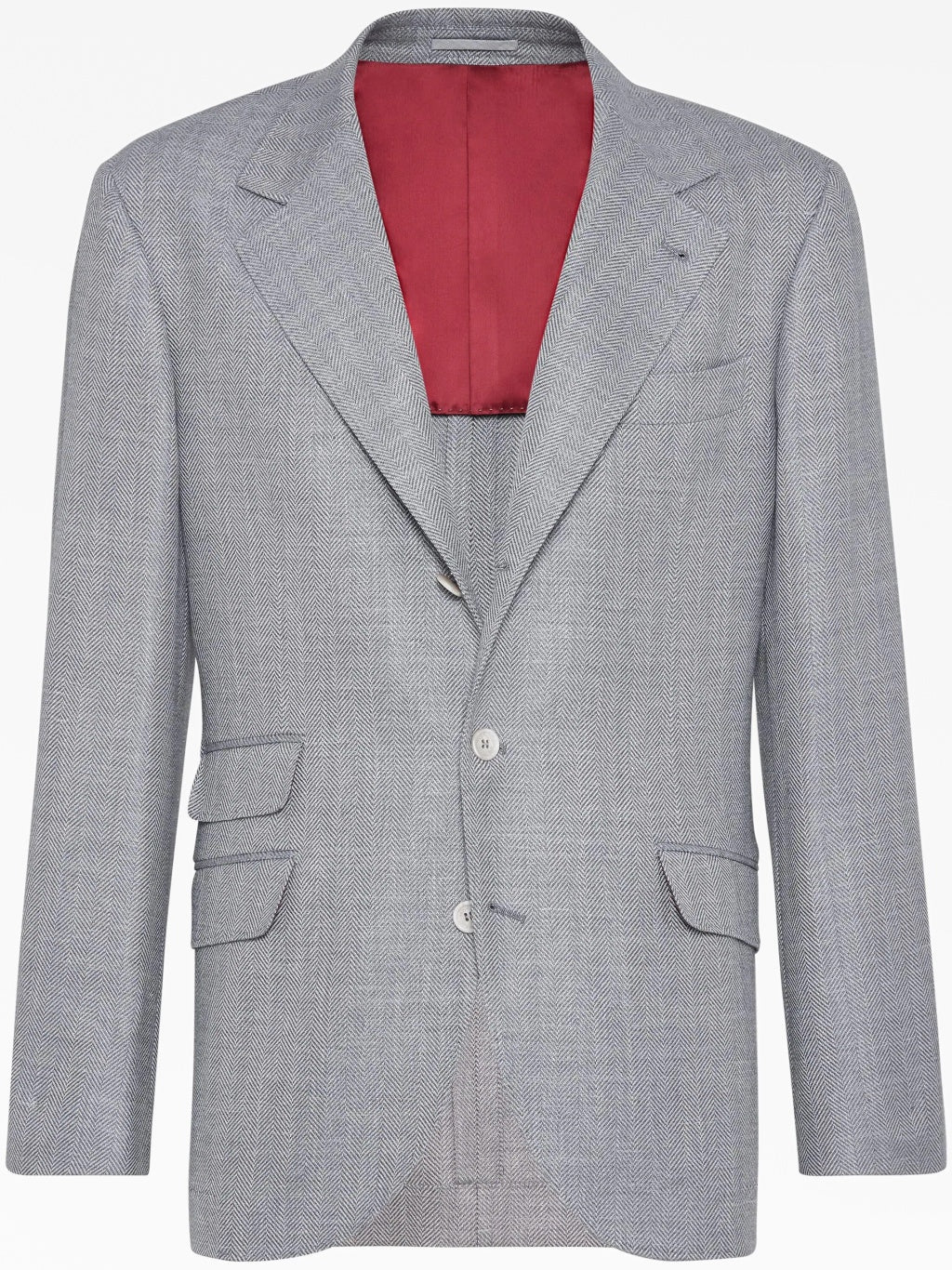 BRUNELLO CUCINELLI MEN'S LIGHT GREY WOOL BLAZER