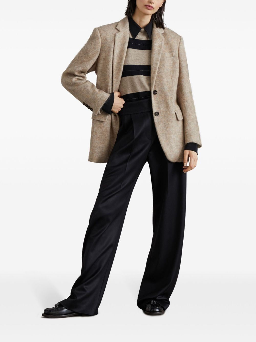 BRUNELLO CUCINELLI WOMEN'S WARM BROWN WOOL BLEND TAILORED JACKET