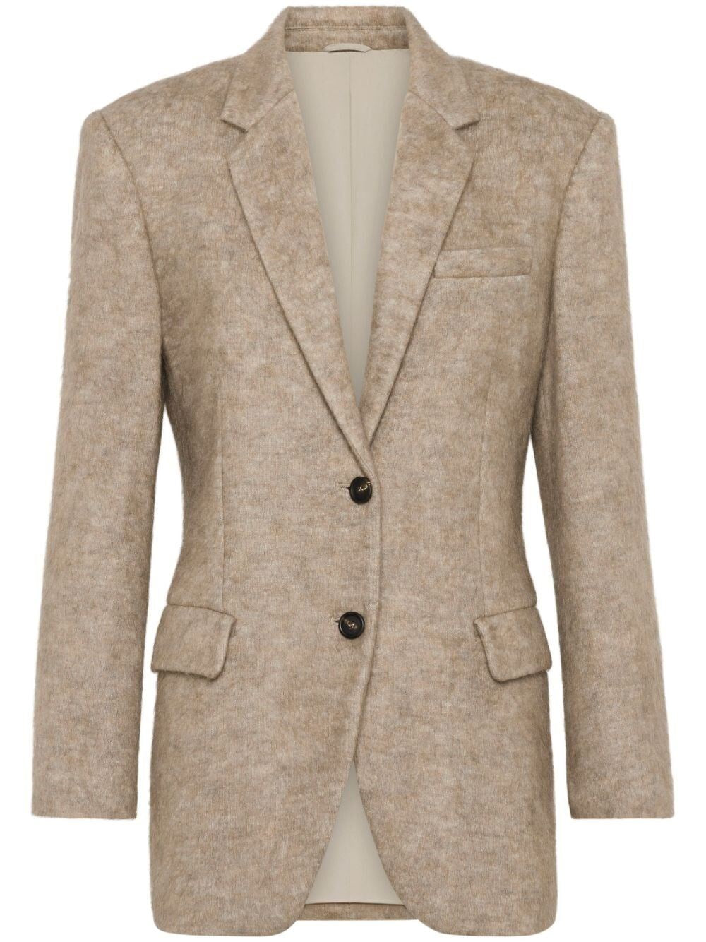 BRUNELLO CUCINELLI WOMEN'S WARM BROWN WOOL BLEND TAILORED JACKET