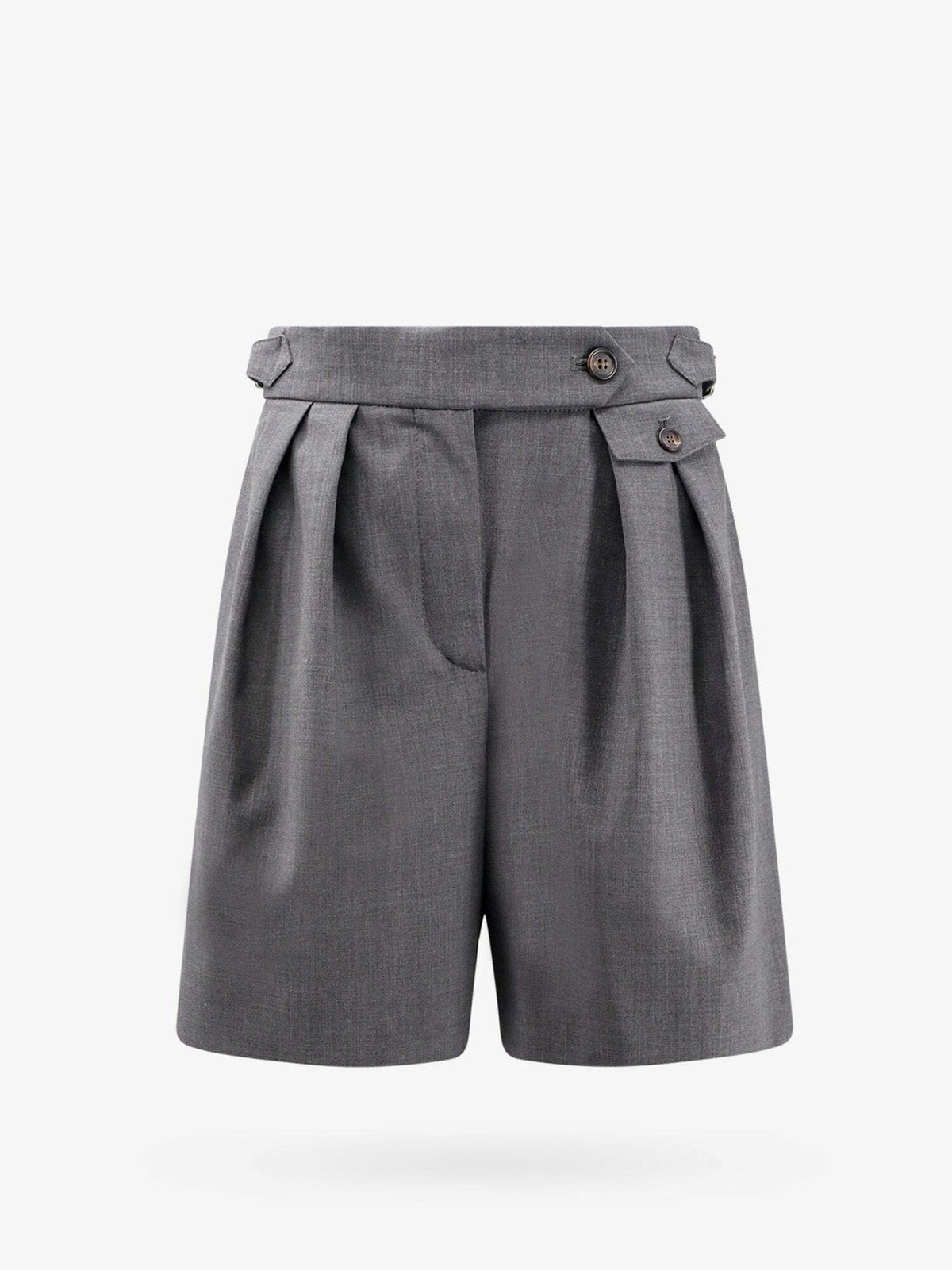 BRUNELLO CUCINELLI WOMEN'S LIGNITE GREY WOOL BLEND PLEATED TROUSERS