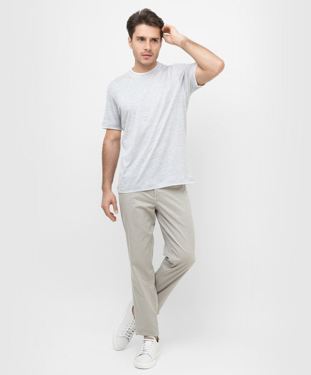 BRUNELLO CUCINELLI MEN'S BEIGE FIVE-POCKET TAILORED TROUSERS