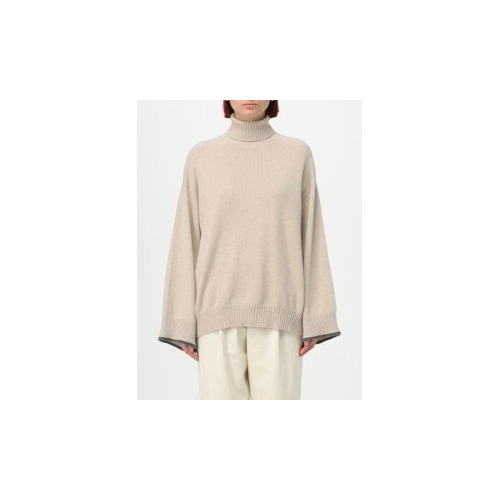 BRUNELLO CUCINELLI WOMEN'S BEIGE TURTLENECK OVERSIZED SWEATER