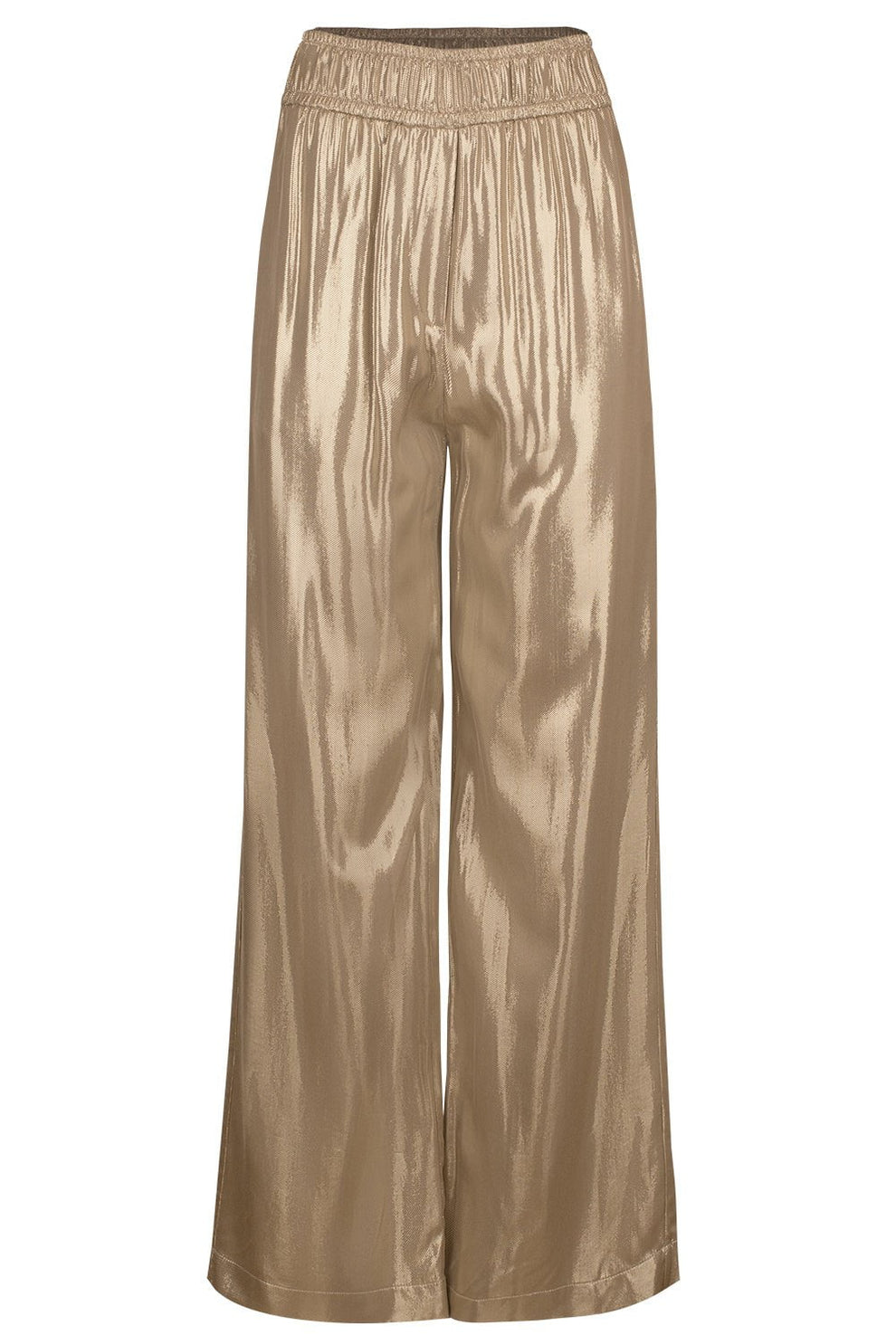 BRUNELLO CUCINELLI WOMEN'S GOLD WIDE-LEG SATIN TROUSERS
