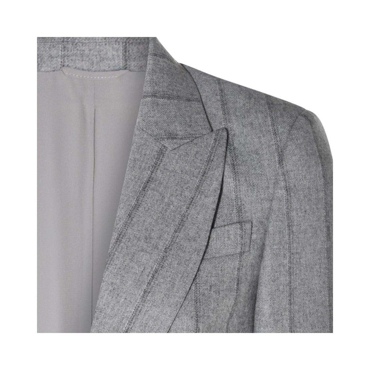 BRUNELLO CUCINELLI WOMEN'S LIGHT GREY WOOL SINGLE BUTTON JACKET