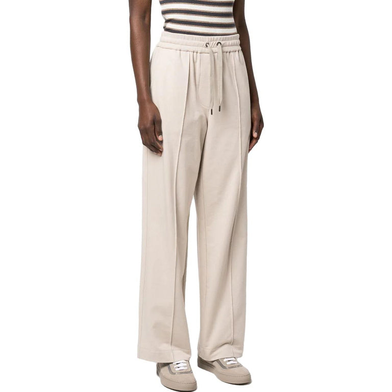 BRUNELLO CUCINELLI WOMEN'S SOFT STONE COTTON WIDE LEG TROUSERS