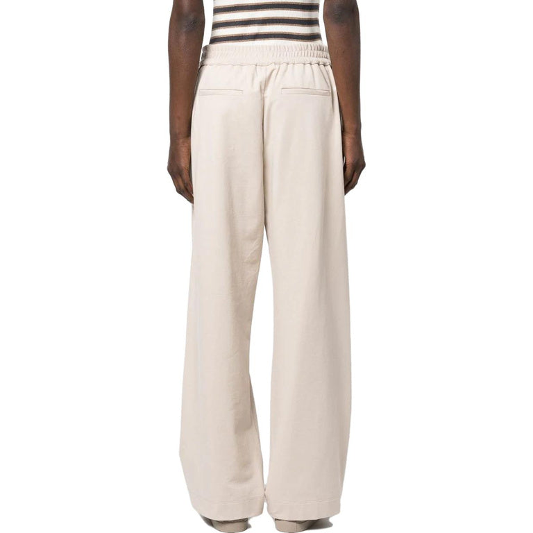 BRUNELLO CUCINELLI WOMEN'S SOFT STONE COTTON WIDE LEG TROUSERS