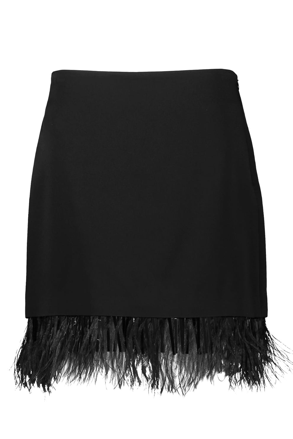 BRUNELLO CUCINELLI WOMEN'S BLACK SKIRT WITH FEATHER TRIM